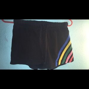 Black and rainbow running shorts